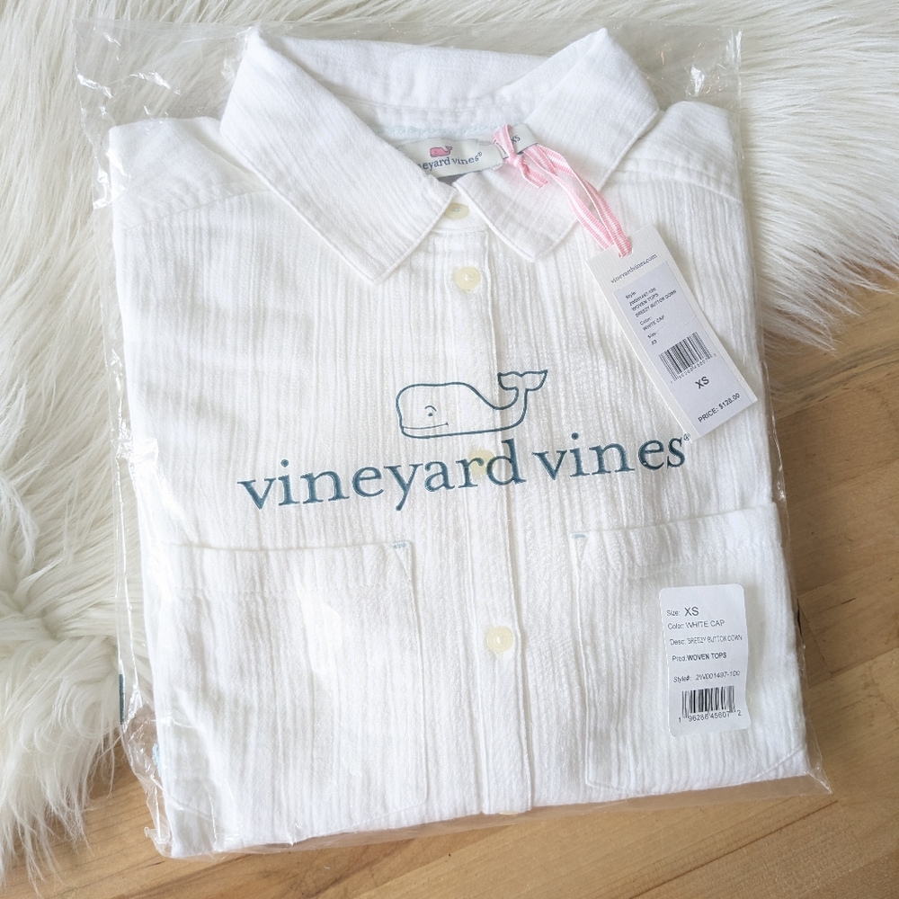 {Vineyard Vines} NEW Breezy Button Down In White Caps